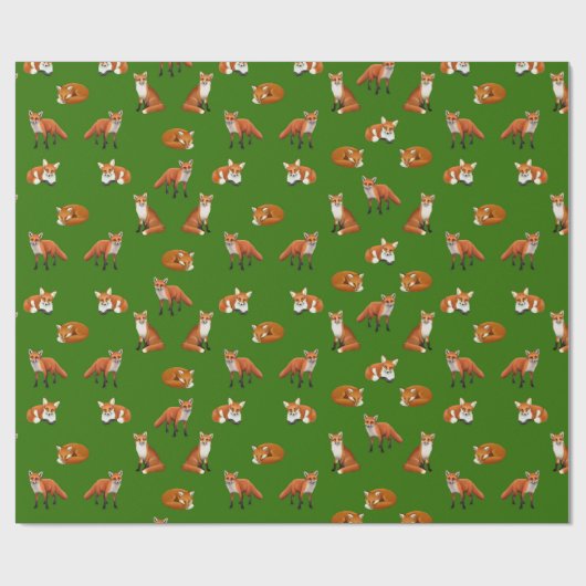 Olijf voor rode vossen cadeaupapier (Vlak)