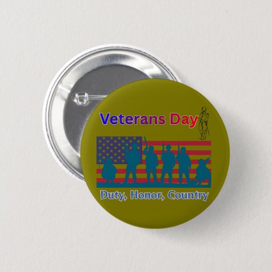 Olijf voor Veterans Day Ronde Button 5,7 Cm (Voorkant /achterkant)