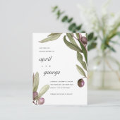 OLIJF WATERVERF LOOF BLOEMEN SAVE THE DATE KAART (Staand voorkant)