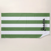 Olijf & Witte Streep | Bruidsmeisje Strandhanddoek Strandlaken (Voorkant)