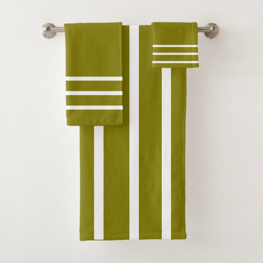 Olijf + Witte Strepen Cadeau  Bad Handdoek (Insitu)
