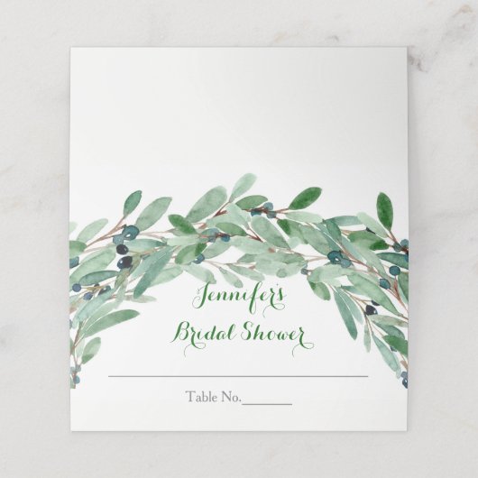 Olijfbijkantoor Floral Vrijgezellenfeest Plaatskaartje (Buitenkant ongevouwen)