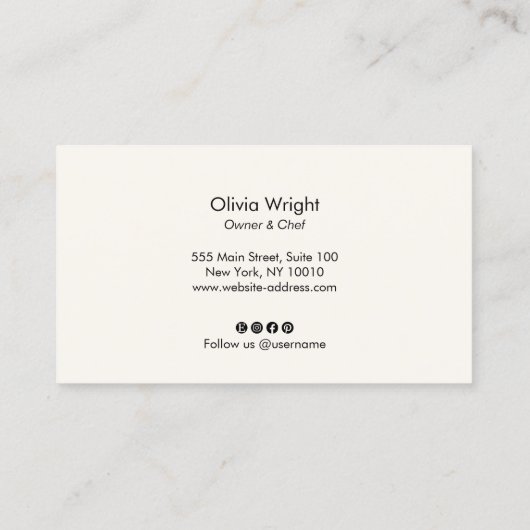 Olijfbijkantoor Italiaans of Grieks Catering Chef  Visitekaartje (Achterkant)