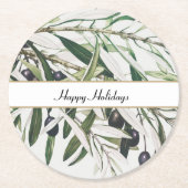  Olijfbijkantoor Prettige feestdagen Ronde Kartonnen Onderzetter (Voorkant)