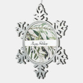 Olijfbijkantoor Prettige feestdagen Tin Sneeuwvlok Ornament (Rechts)