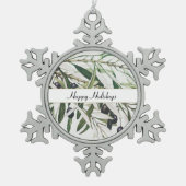 Olijfbijkantoor Prettige feestdagen Tin Sneeuwvlok Ornament (Voorkant)