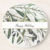  Olijfbijkantoor Prettige feestdagen Zandsteen Onderzetter (Voorkant)