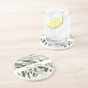  Olijfbijkantoor Prettige feestdagen Zandsteen Onderzetter