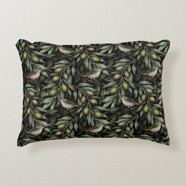 Olijfbijkantoren en Warblers Accent Kussen (Voorkant)