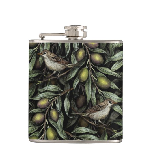 Olijfbijkantoren en Warblers Heupfles (Voorkant)