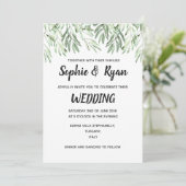 Olijfbijkantoren huwelijksuitnodiging kaart (Staand voorkant)