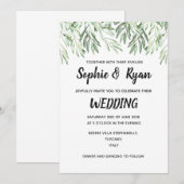 Olijfbijkantoren huwelijksuitnodiging kaart (Voorkant / Achterkant)