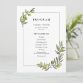 Olijfbijkantoren lijst dubbelzijdig huwelijk programmakaart (Staand voorkant)