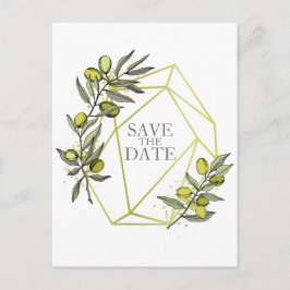 Olijfbijkantoren Natuur Greenery Botanical Wedding Aankondigingskaart