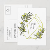 Olijfbijkantoren Natuur Greenery Botanical Wedding Aankondigingskaart (Voorkant / Achterkant)