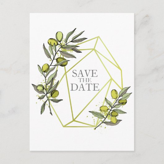 Olijfbijkantoren Natuur Greenery Botanical Wedding Aankondigingskaart (Voorkant)