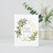 Olijfbijkantoren Natuur Greenery Botanical Wedding Aankondigingskaart (Staand voorkant)