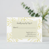 Olijfbijkantoren Natuur Greenery Botanical Wedding RSVP Kaartje (Staand voorkant)