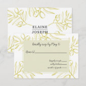 Olijfbijkantoren Natuur Greenery Botanical Wedding RSVP Kaartje (Voorkant / Achterkant)