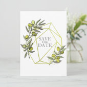 Olijfbijkantoren Natuur Greenery Botanical Wedding Save The Date (Staand voorkant)