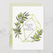 Olijfbijkantoren Natuur Greenery Botanical Wedding Save The Date (Voorkant / Achterkant)