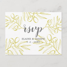 Olijfbijkantoren Natuur Greenery Botanical Wedding Uitnodiging Briefkaart