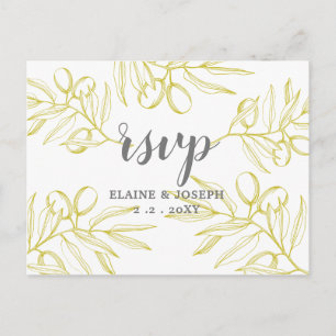 Olijfbijkantoren Natuur Greenery Botanical Wedding Uitnodiging Briefkaart