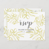 Olijfbijkantoren Natuur Greenery Botanical Wedding Uitnodiging Briefkaart (Voorkant / Achterkant)