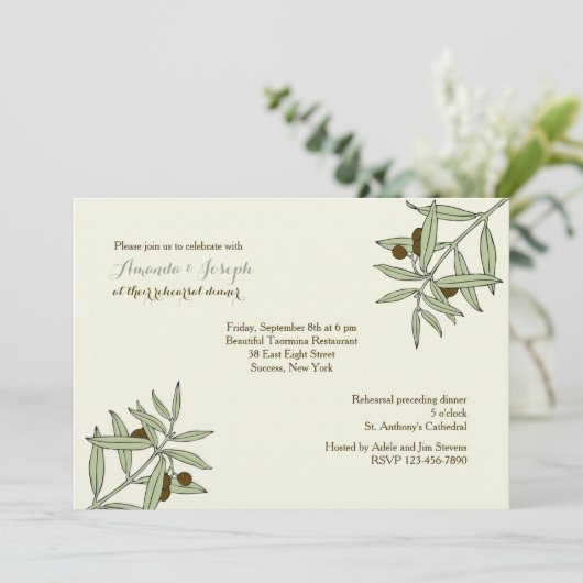 Olijfbijkantoren Uitnodiging (Staand voorkant)