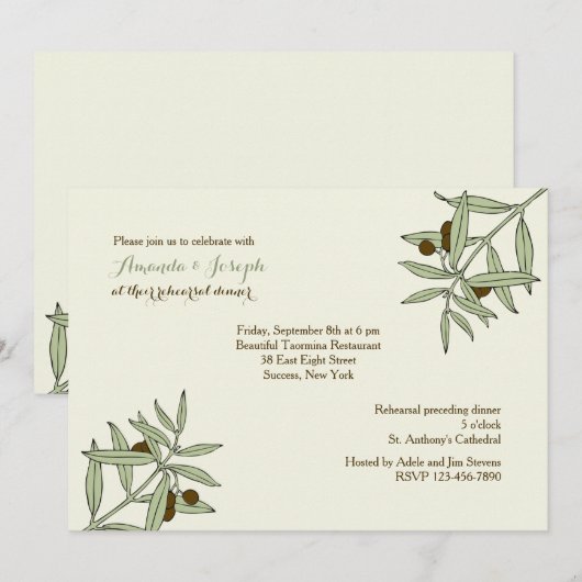 Olijfbijkantoren Uitnodiging (Voorkant / Achterkant)