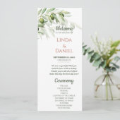 Olijfbijkantoren Waterverf Rustic Wedding Programm (Staand voorkant)