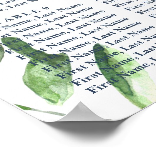 Olijfbijtak Boho Garden Wedding Seating Chart Poster (Hoek)