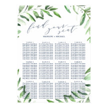 Olijfbijtak Boho Garden Wedding Seating Chart