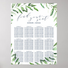 Olijfbijtak Boho Garden Wedding Seating Chart Poster