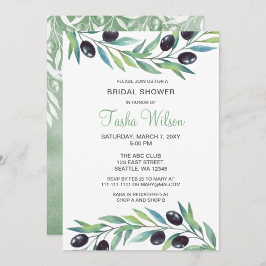 Olijfbijtak Botanisch Vrijgezellenfeest Kaart (Voorkant / Achterkant)