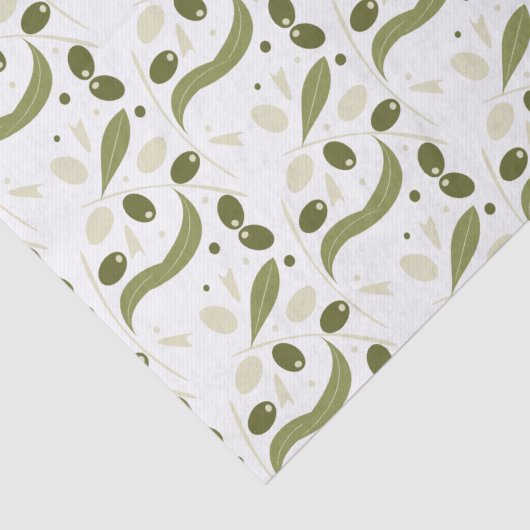 Olijfbijtak en bladeren naadloos patroon tissuepapier (Detail)