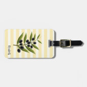 Olijfbijtak, gele strepen bagagelabel (Voorkant horizontaal)