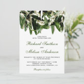 Olijfbijtak laat botanische bruiloft uitnodigen kaart (Staand voorkant)