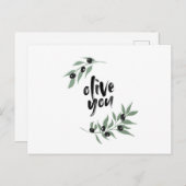 Olijfbijtak met briefkaart - 'olijf je' (Voorkant / Achterkant)