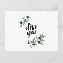 Olijfbijtak met briefkaart - 'olijf je'