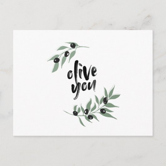 Olijfbijtak met briefkaart - 'olijf je' (Voorkant)