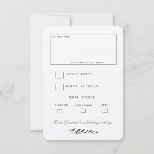 Olijfbijtak met keuzevrijheid voor maaltijd RSVP (Achterkant)