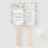 Olijfbijtak waterverf schilderde trouwerij handwaaier (Voorkant en achterkant)