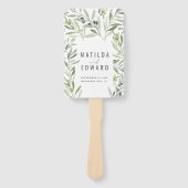 Olijfbijtak waterverf schilderde trouwerij handwaaier (Voorkant)