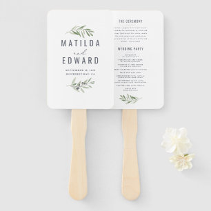 Olijfbijtak waterverf schilderde trouwerij handwaaier