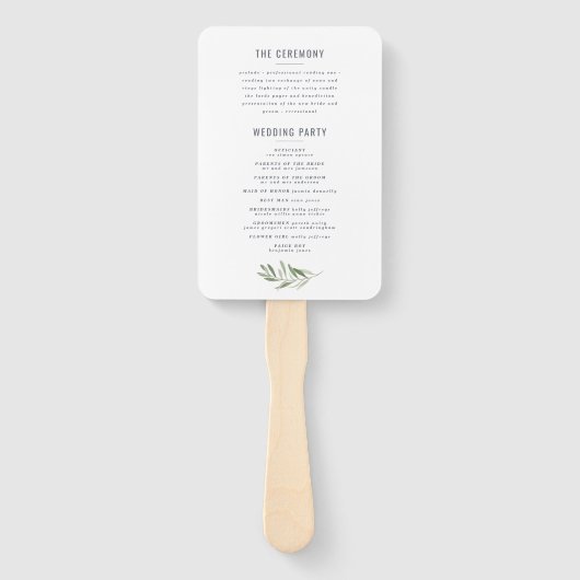 Olijfbijtak waterverf schilderde trouwerij handwaaier (Achterkant)