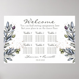 Olijfbijtak Wedding Seating Chart 36"x24" Poster