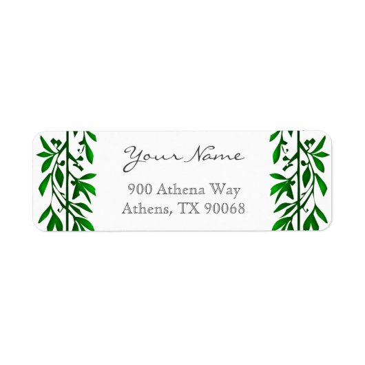 Olijfblad groen bewerkbare retour adreslabels etiket (Voorkant)