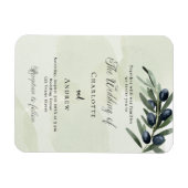 Olijfblad groen waterverf bruiloft uitnodiging magneet (Horizontaal)