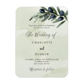 Olijfblad groen waterverf bruiloft uitnodiging magneet (Verticaal)